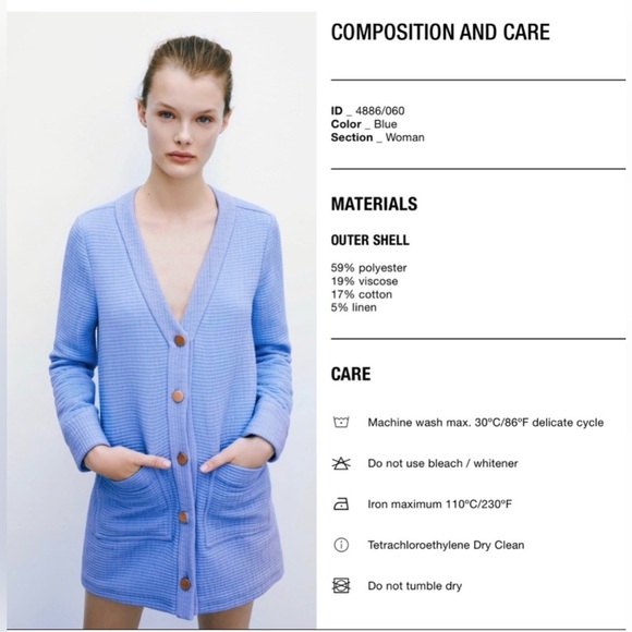 Zara Textured Mini Sweater Button Tunic Dress Pockets Couture Blue Gold Medium - Picture 2 of 9